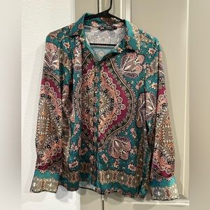 80’s patterned print Zara Satin Button Down